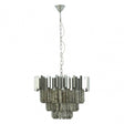 Lustra Small Nickel Painted Chandelier, Iron, Mirrored Glass, Silver