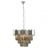 Lustra Small Nickel Painted Chandelier, Iron, Mirrored Glass, Silver