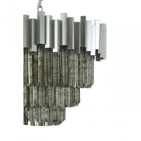 Lustra Small Nickel Painted Chandelier, Iron, Mirrored Glass, Silver