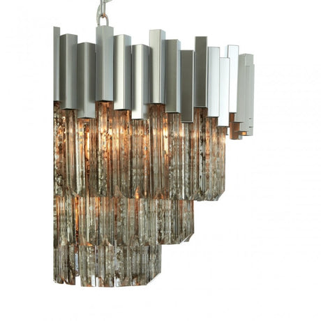 Lustra Small Nickel Painted Chandelier, Iron, Mirrored Glass, Silver