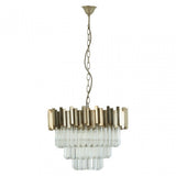 Lustra Large Silver Finish Chandelier, Glass, Iron, Silver
