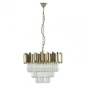 Lustra Large Silver Finish Chandelier, Glass, Iron, Silver