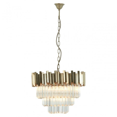 Lustra Large Silver Finish Chandelier, Glass, Iron, Silver