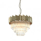 Lustra Large Silver Finish Chandelier, Glass, Iron, Silver