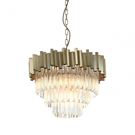 Lustra Large Silver Finish Chandelier, Glass, Iron, Silver