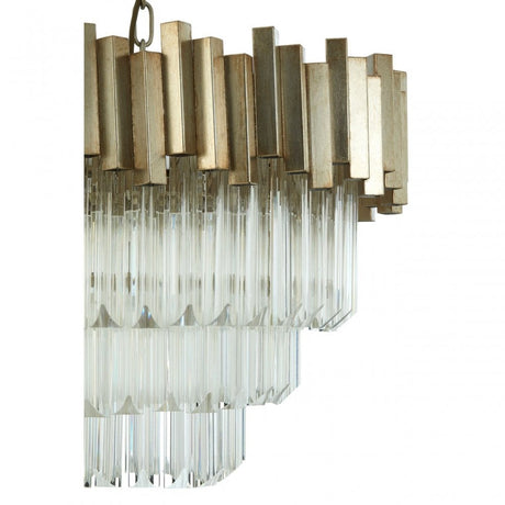 Lustra Large Silver Finish Chandelier, Glass, Iron, Silver