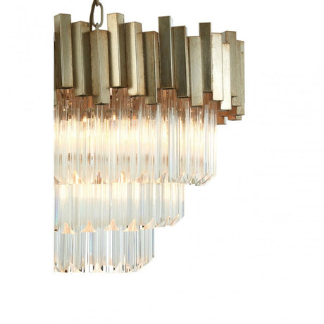 Lustra Large Silver Finish Chandelier, Glass, Iron, Silver