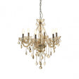 Murano 8 Bulb Chrome / Cognac Glass Chandelier, Chrome, Glass, Iron, K9 Crystal, Silver