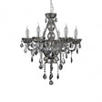 Murano Smoked Chrome / Crystal Chandelier, Chrome, Glass, Iron, K9 Crystal, Silver