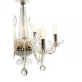 Murano 6 Bulb Clear Crystal Chandelier, Chrome, Glass, Iron, K9 Crystal, Clear