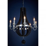 Tuskin Chandelier, Iron, Eucalyptus Wood, Black
