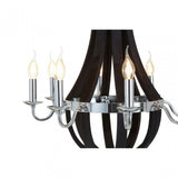 Tuskin Chandelier, Iron, Eucalyptus Wood, Black