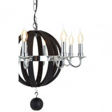 Tuskin Chandelier, Iron, Eucalyptus Wood, Black