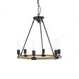 Townhouse 6 Bulb Chandelier, Iron, Linen Rope, Black