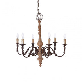 Paulette Chandelier, Wood, Brown