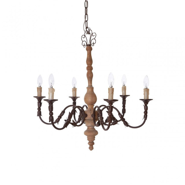Paulette Chandelier, Wood, Brown