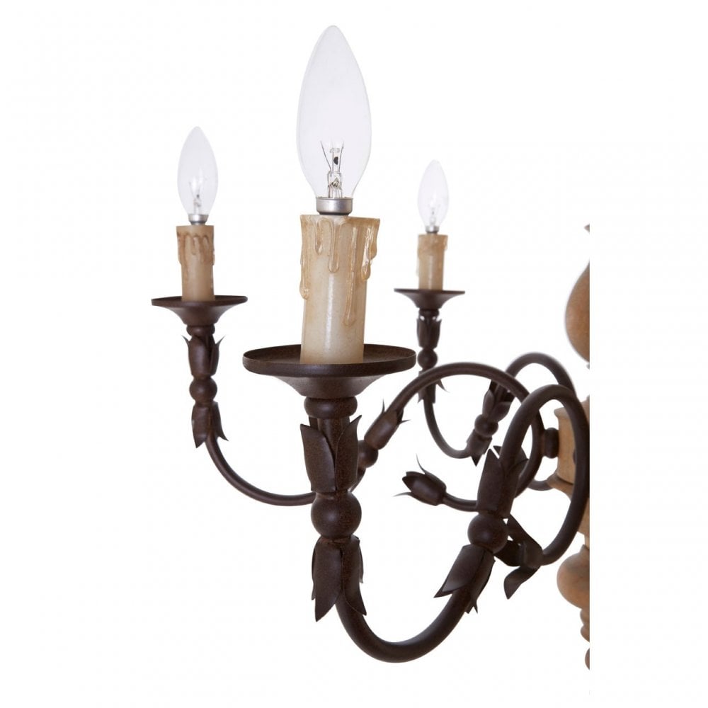Paulette Chandelier, Wood, Brown