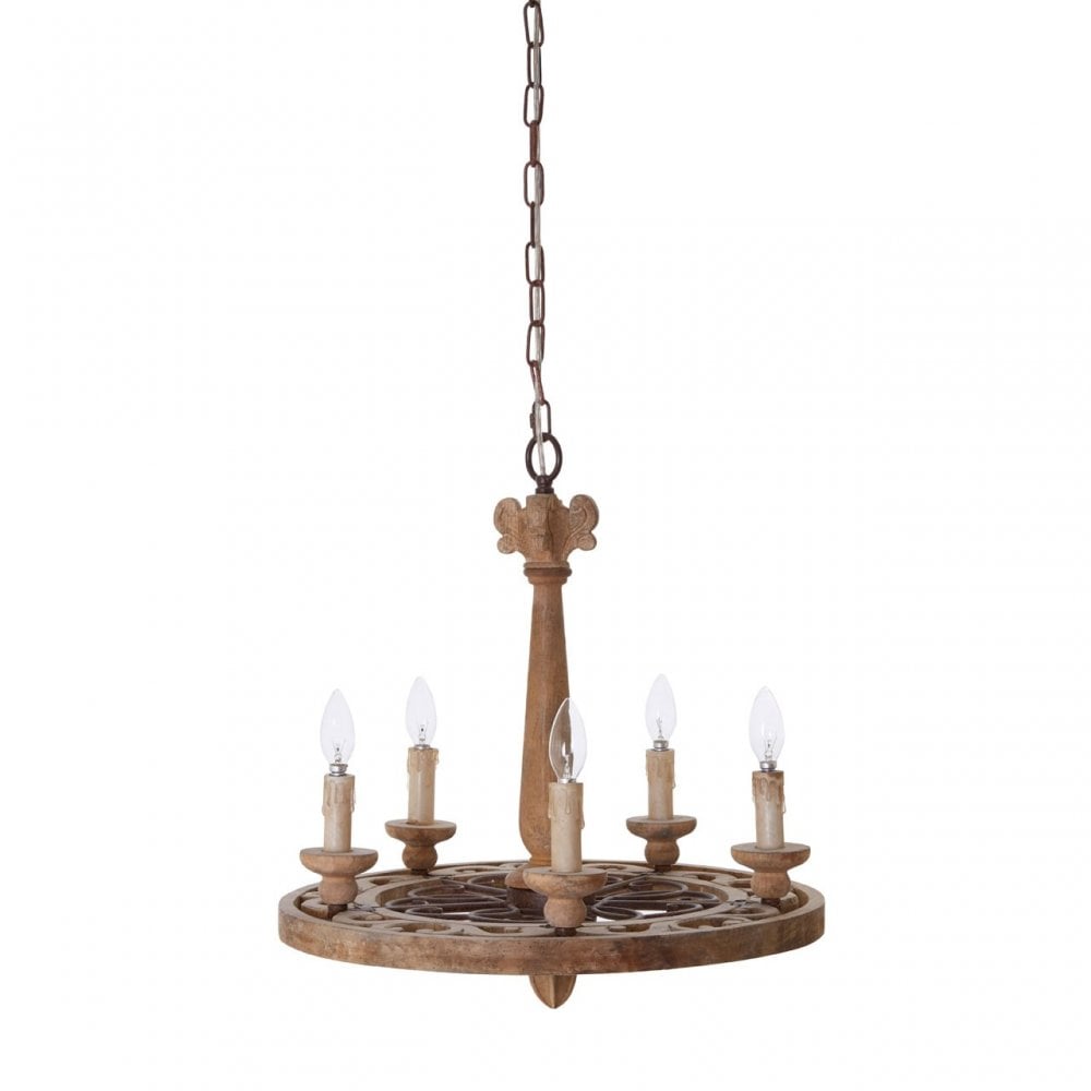 Paxton Chandelier, Wood, Brown