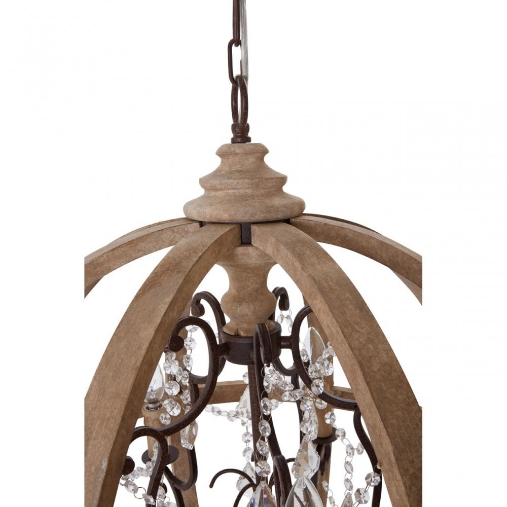 Pia Chandelier, Wood, Brown