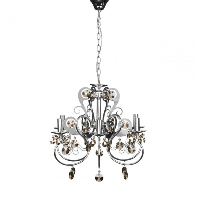 Dana Chandelier, Chrome, Crystal, Silver