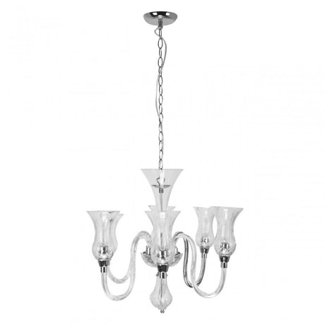 Chandelier, Chrome, Glass, Silver