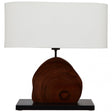 Festuel Table Lamp with Curved Wood Base, Linen, Resin, Twig, Brown