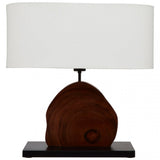 Festuel Table Lamp with Curved Wood Base, Linen, Resin, Twig, Brown
