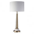Classic Table Lamp, Iron, Linen, Marble, Brass