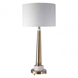 Classic Table Lamp, Iron, Linen, Marble, Brass