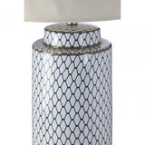 Ceramic Table Lamp / Cream Shade, Ceramic, Linen, White