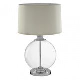 Edna Small Ivory Table Lamp, Chrome, Glass, Linen, White