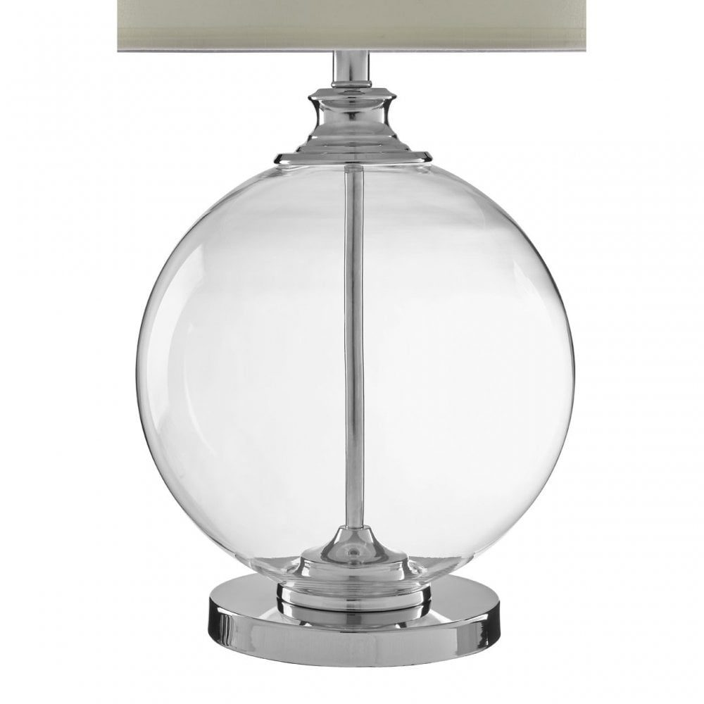 Edna Small Ivory Table Lamp, Chrome, Glass, Linen, White
