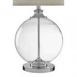 Edna Small Ivory Table Lamp, Chrome, Glass, Linen, White