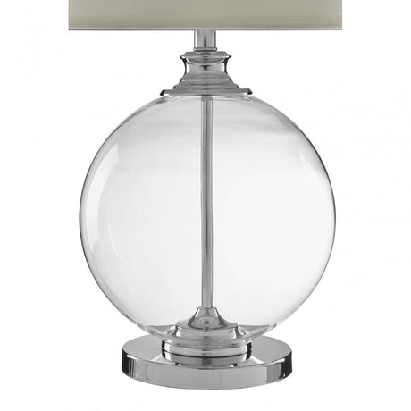 Edna Small Ivory Table Lamp, Chrome, Glass, Linen, White