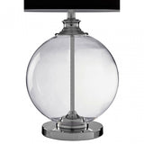 Edna Small Black Table Lamp, Chrome, Glass, Linen, Black