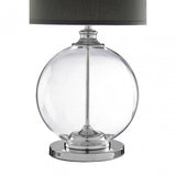 Edna Small Grey Table Lamp, Chrome, Glass, Silk, Silver