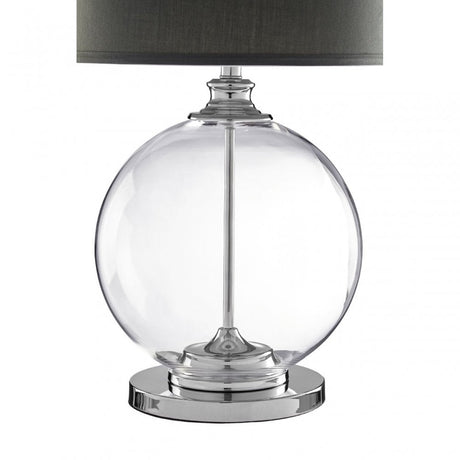 Edna Small Grey Table Lamp, Chrome, Glass, Silk, Silver