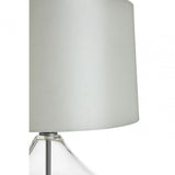 Usha Light Grey Shade Table Lamp with EU Plug, Chromed Fabric, Glass, Grey
