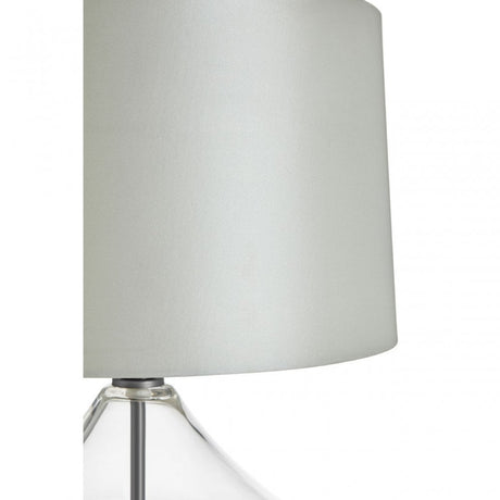 Usha Light Grey Shade Table Lamp with EU Plug, Chromed Fabric, Glass, Grey