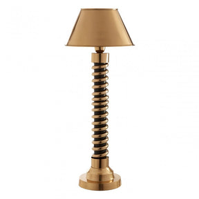 Macey Spiral Table Lamp with Empire Shade, Aluminium, Iron, Stainless Steel, Gold