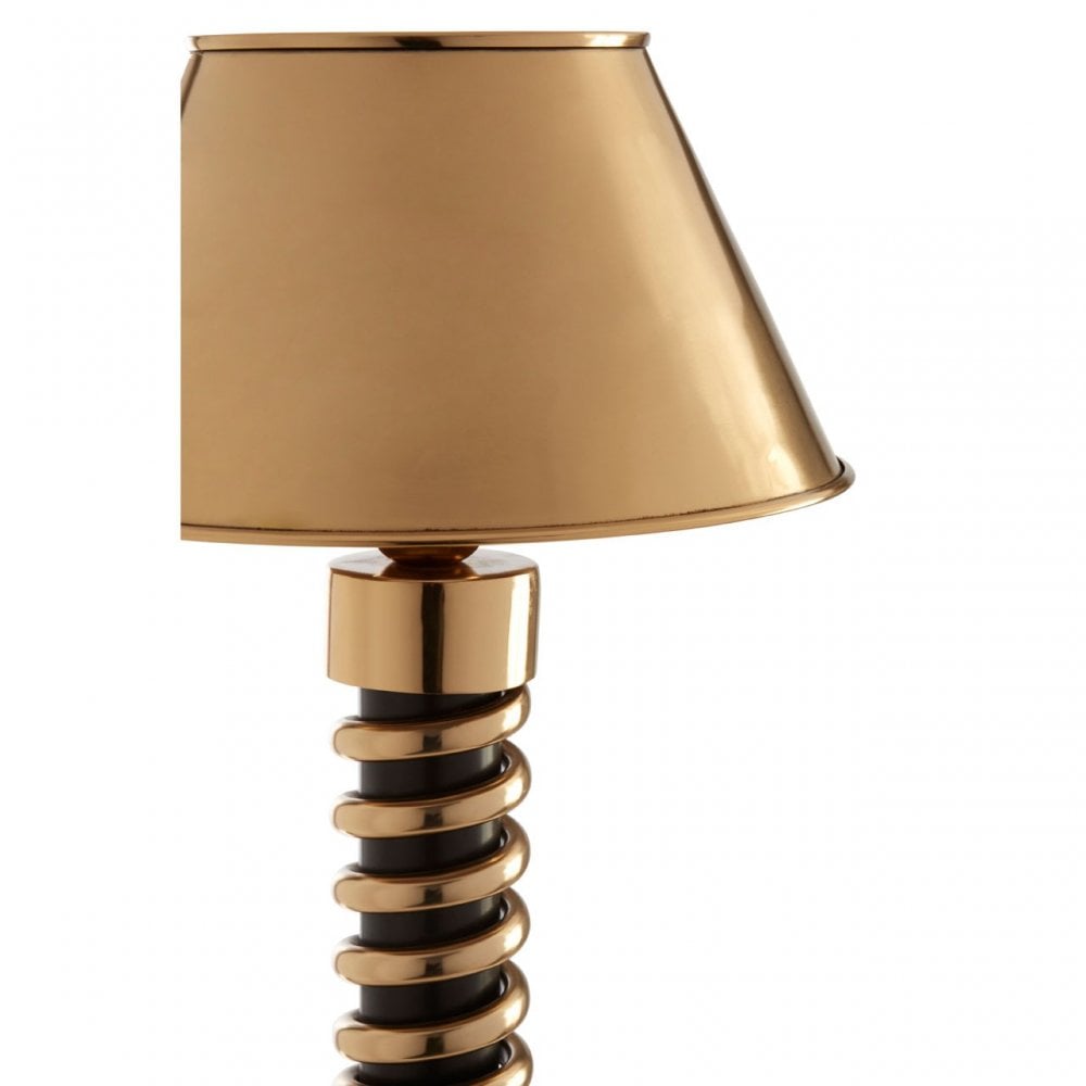 Macey Spiral Table Lamp with Empire Shade, Aluminium, Iron, Stainless Steel, Gold