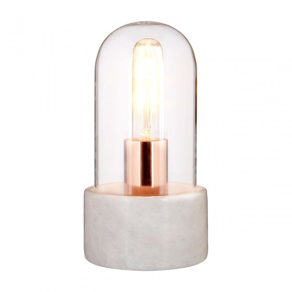 Lamonte Bell Lamp with White Marble Base, Glass, Marble, White