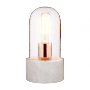 Lamonte Bell Lamp with White Marble Base, Glass, Marble, White