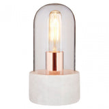Lamonte Bell Lamp with White Marble Base, Glass, Marble, White