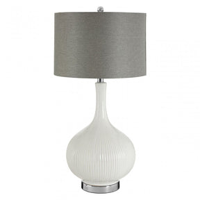 Pandora Table Lamp, Ceramic, Silk, White
