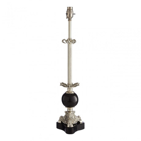 August Table Lamp Base, Marble, Brass, Silver