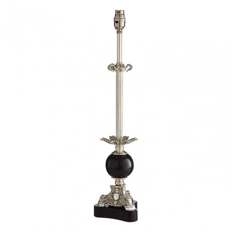 August Table Lamp Base, Marble, Brass, Silver