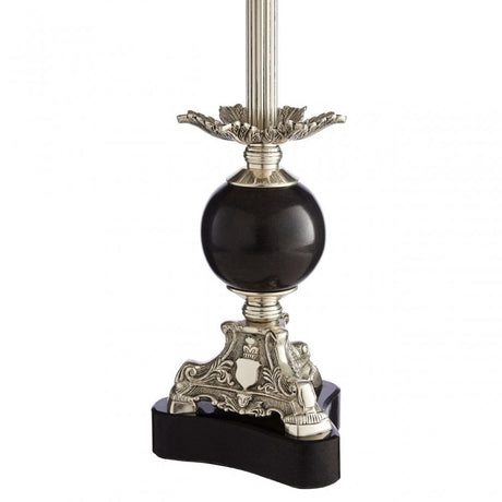 August Table Lamp Base, Marble, Brass, Silver