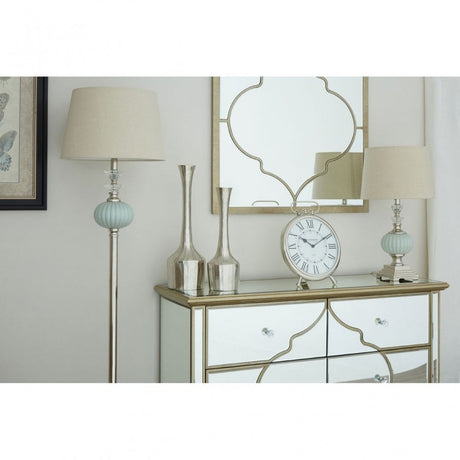 Ulyana Table Lamp, Crystal, Glass, Iron, Linen