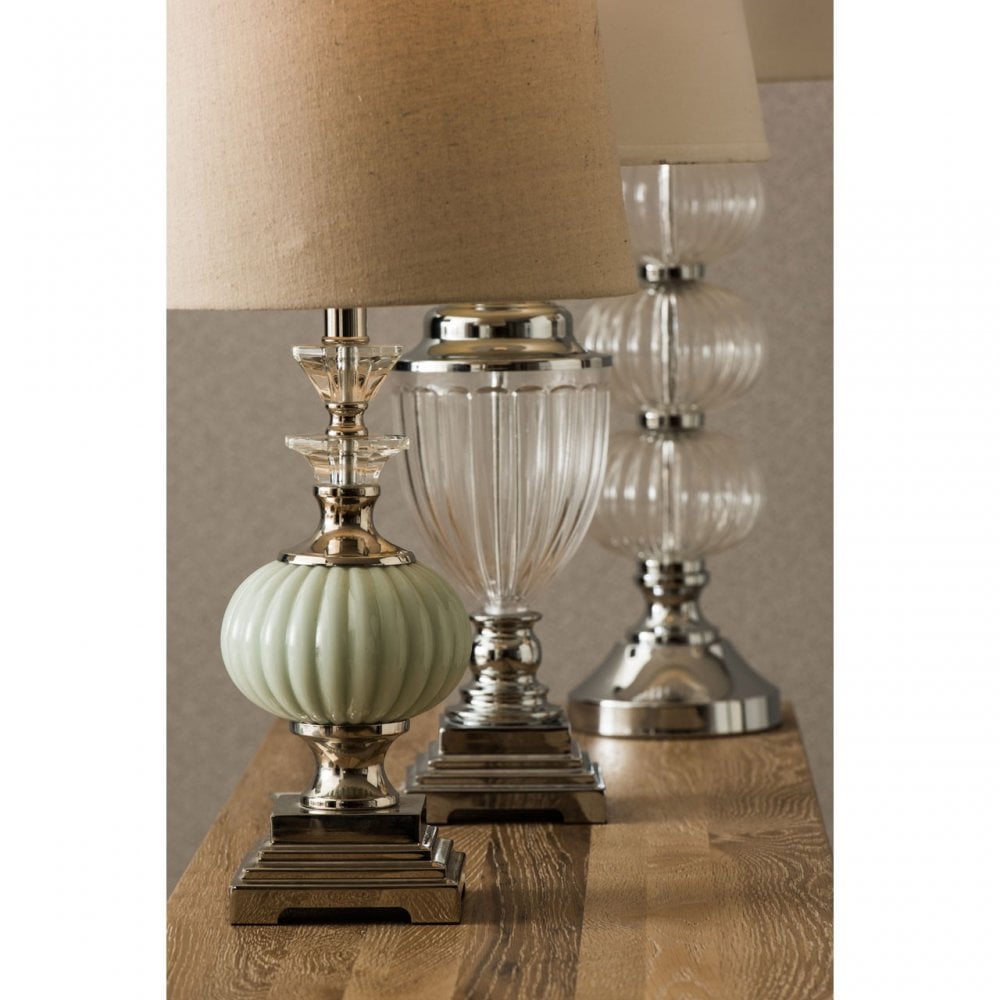 Ulyana Table Lamp, Crystal, Glass, Iron, Linen